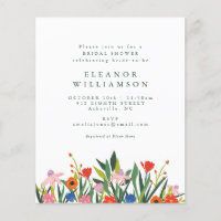 Budget Colourful Garden Floral Bridal Shower Invit