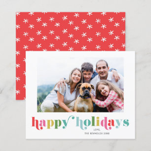 Budget Colourful Type Photo Happy Holiday Card