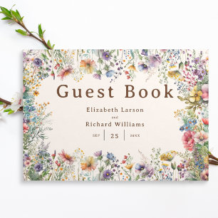 Budget Colourful Wildflower Floral Watercolor Guest Book