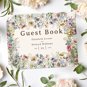 Budget Colourful Wildflower Floral Watercolor Guest Book