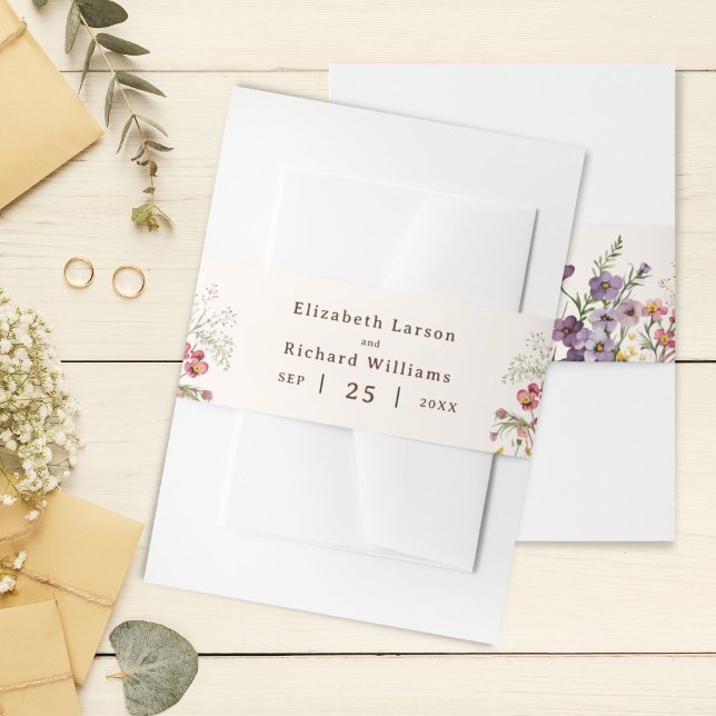 Budget Colourful Wildflower Floral Watercolor Invitation Belly Band (Creator Uploaded)