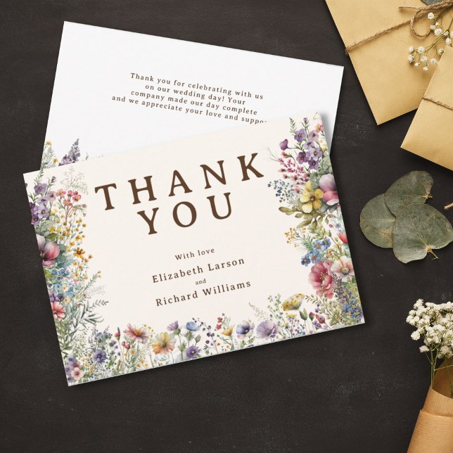 Budget Colourful Wildflower Floral Watercolor Thank You Card (Creator Uploaded)