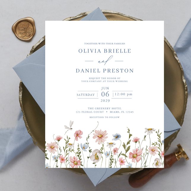 Budget Colourful Wildflower Wedding Invitation Flyer (Creator Uploaded)