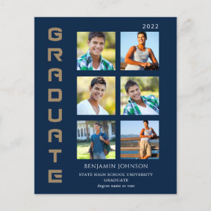 Budget Colours Gold & Navy Graduate Multi Photo Flyer