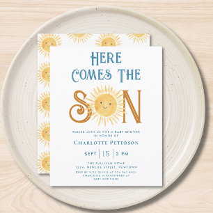 Budget  Comes The Son Baby Shower Invitation