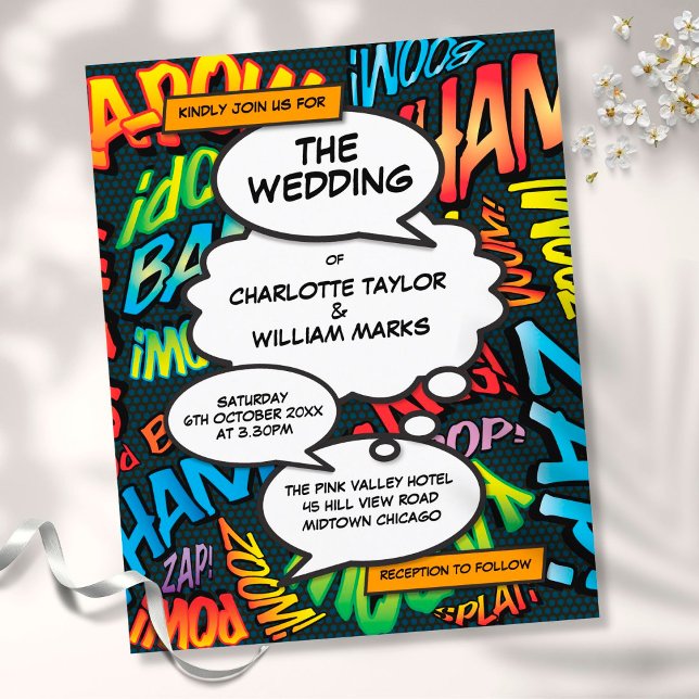 Budget Comic Book Pop Art Wedding Invitation (Creator Uploaded)