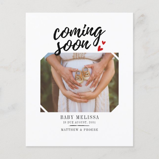 Budget Coming Soon Pregnancy Photo Announcement (Front)