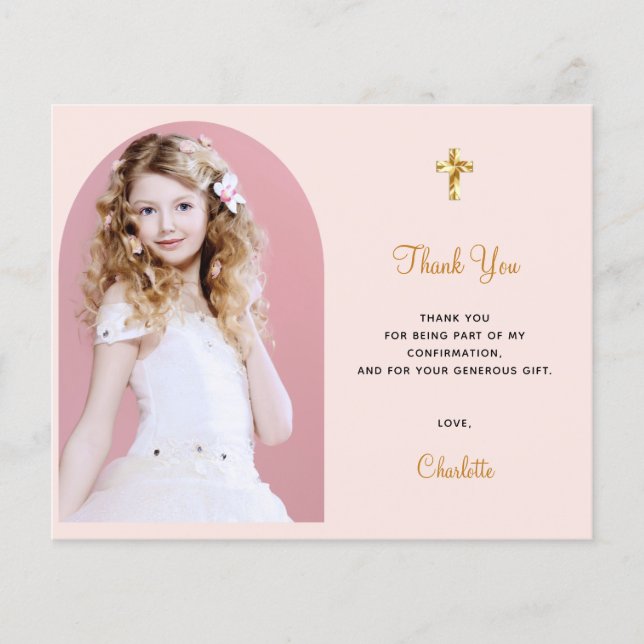 Budget confirmant photo girl blush arch thank you (Front)