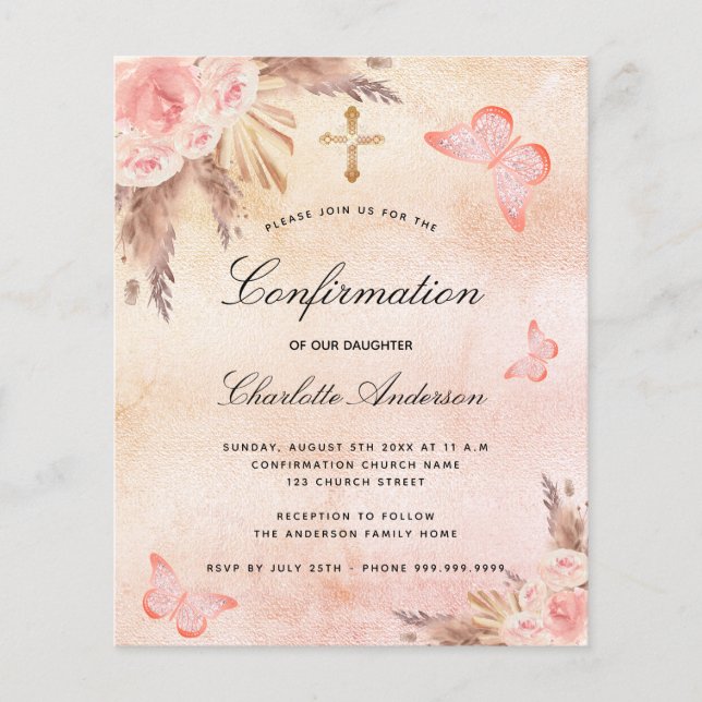 Budget confirmation blush butterfly pampas grass (Front)