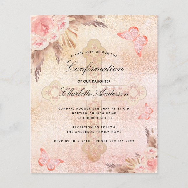 Budget confirmation butterfly blush pampas grass (Front)
