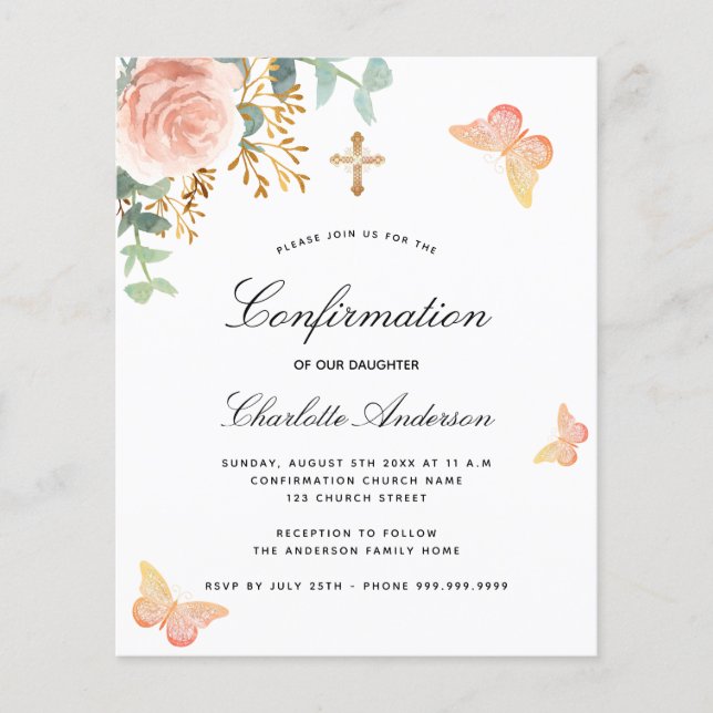 Budget confirmation butterfly eucalyptus blush (Front)