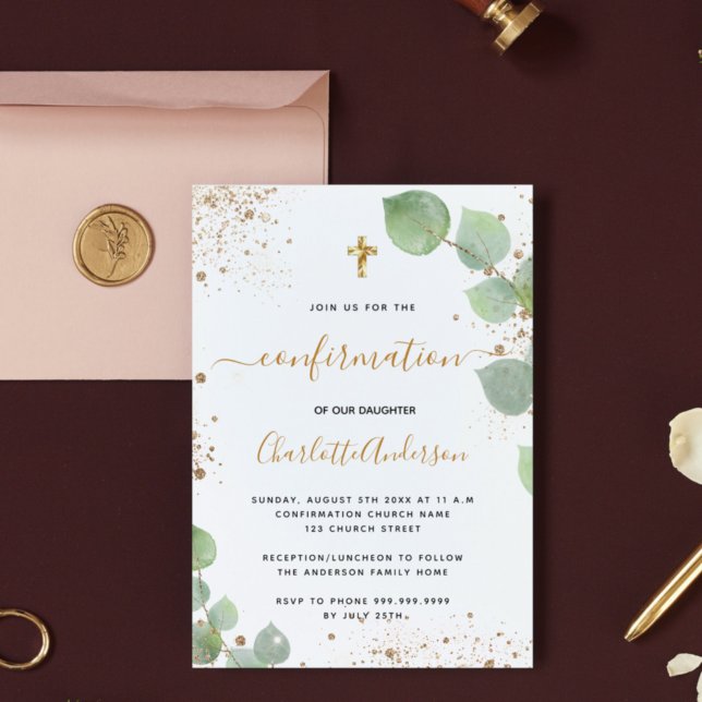Budget confirmation eucalyptus glitter invitation (Creator Uploaded)