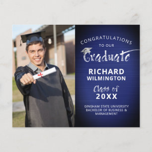 Budget Congrats Graduate Navy Blue Announcement