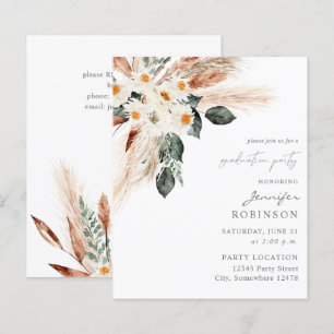 Budget Copper Boho Pampas Floral Graduation Party