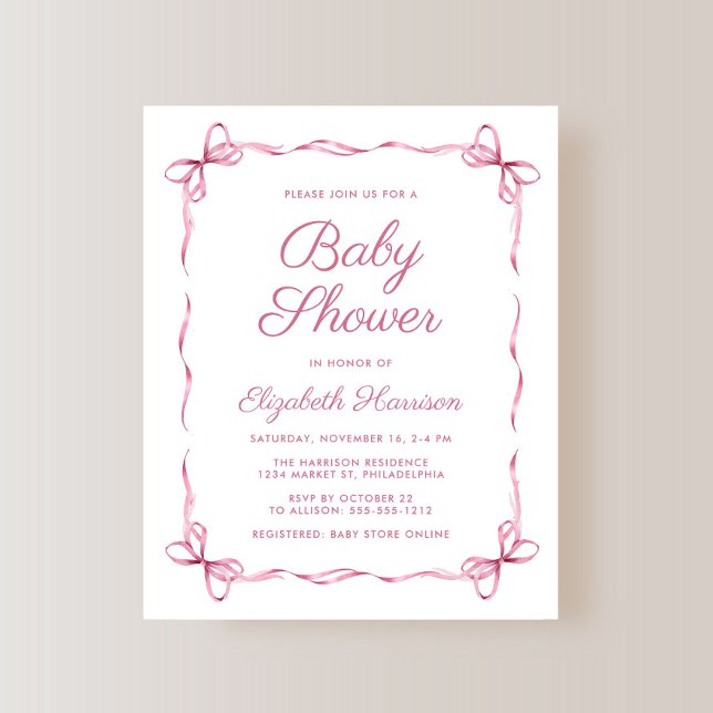 Budget Coquette Bows Pink Baby Girl Shower (Creator Uploaded)