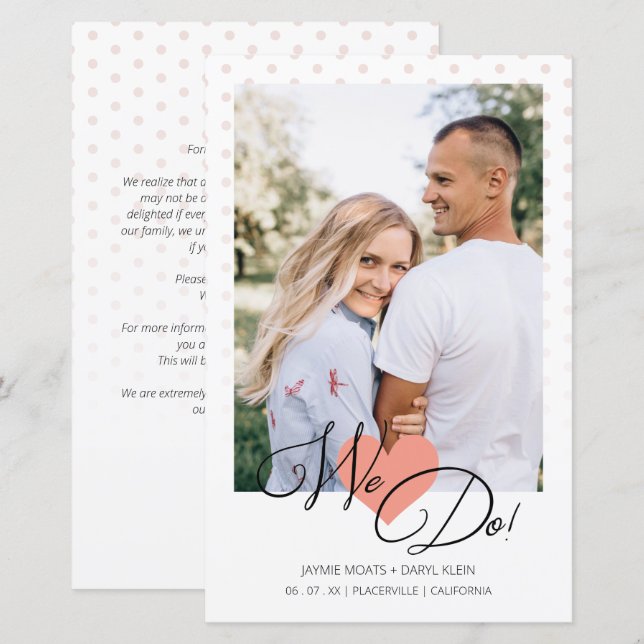 Budget Coral Heart We Do Polka Dots Photo Wedding (Front/Back)