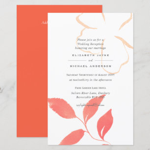 BUDGET Coral Leaf Wedding Invite A9