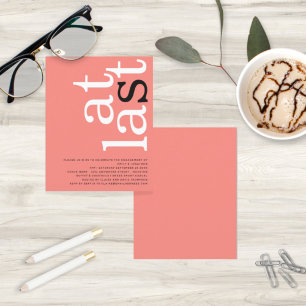BUDGET Coral Rose At Last Engagement Party Invite