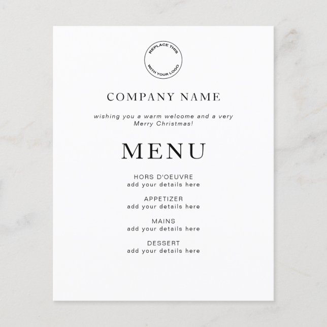 Budget Corporate Any Colour Christmas Menu (Front)