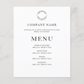 Budget Corporate Any Colour Christmas Menu
