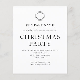 Budget Corporate Text Black White Christmas Party