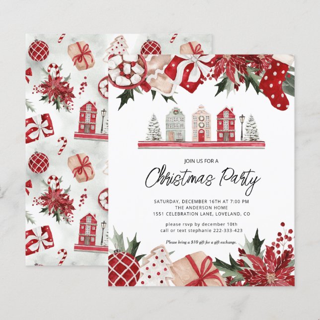 Budget Cosy Christmas Party Holiday Invitation (Front/Back)