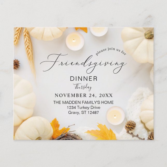 Budget Cosy Friendsgiving Pumpkin Dinner Flyer (Front)