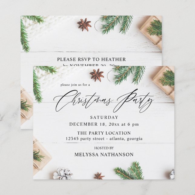 Budget Cosy Rustic Pine Leaves Christmas (Front/Back)