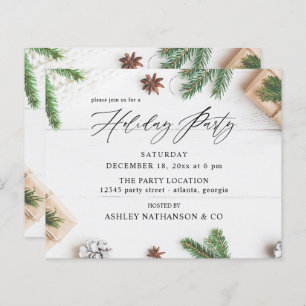 Budget Cosy Rustic Pine Leaves Holiday Party