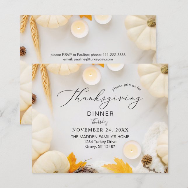 Budget Cosy Thanksgiving Dinner Pumpkin (Front/Back)