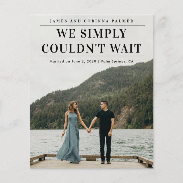 Budget Could Not Wait Photo Wedding Announcement (Front)