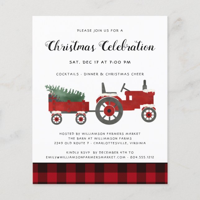 Budget Country Rustic Christmas Party Flyer (Front)