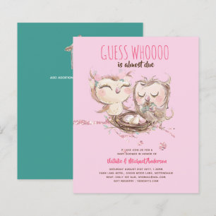 BUDGET Couples Baby Shower Cute Owls Woodland Inv.
