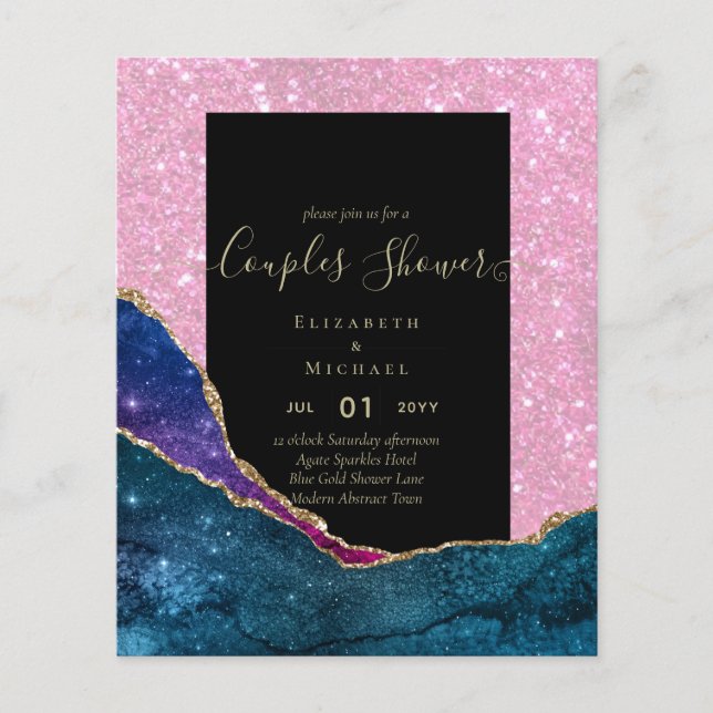 BUDGET Couples BRIDAL SHOWER - AGATE Gold Flyer (Front)