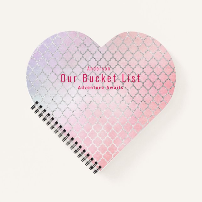 Budget Couples Pink BUCKET LIST Keepsake Gift Notebook (Front)