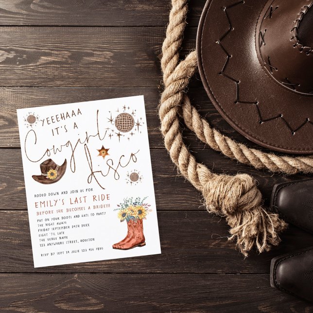Budget Cowgirl Disco Bachelorette Invitation (Creator Uploaded)