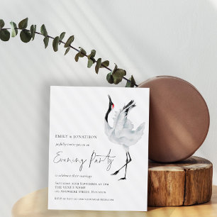 Budget Crane Wedding Evening Party Invitation