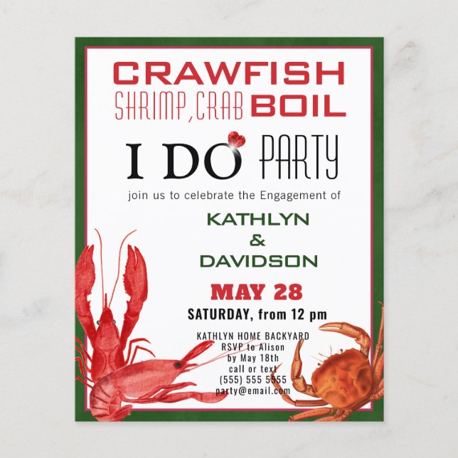 BUDGET Crawfish Boil Engagement 4 Photo Invitation (Front)