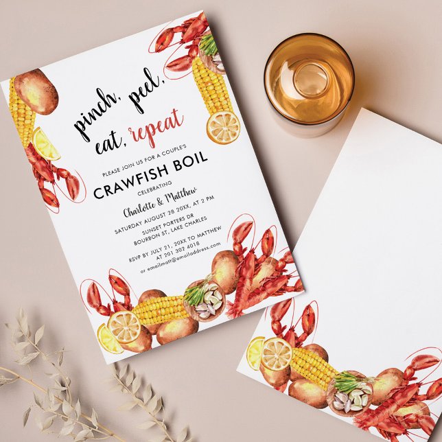 Budget Crawfish Boil Engagement Party Invitation (Crawfish Boil Family Get Together Invitation)