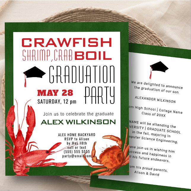 BUDGET Crawfish Boil Graduation Party Invitation (Creator Uploaded)