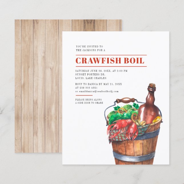 Budget Crawfish Boil Summer Party Invitation (Front/Back)
