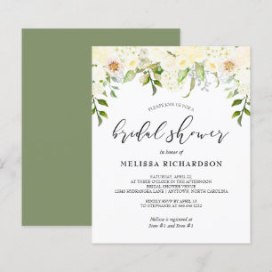 Budget Cream Floral Bridal Shower Invitation