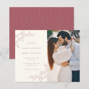 Budget Cream & Muted Red Foliage Photo Wedding