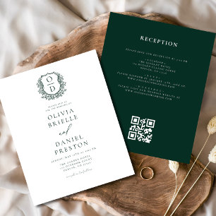 Budget Crest Monogram Wedding QR Code Invitation