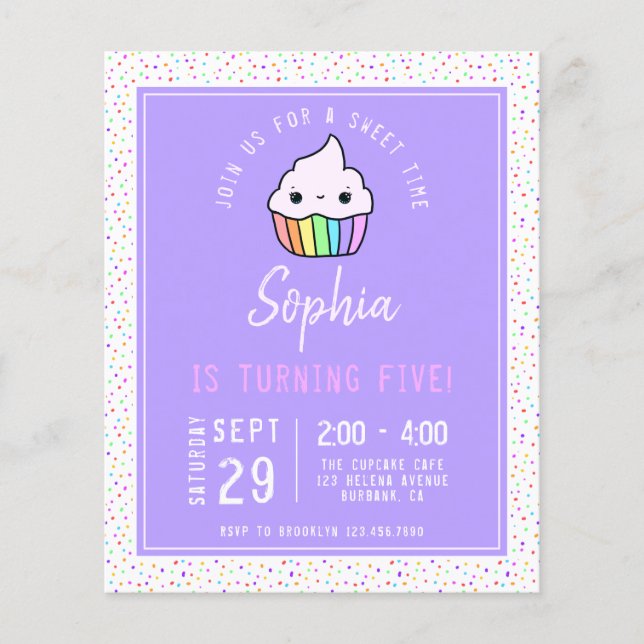 Budget Cupcake Kid's Birthday Party Invitation (Front)