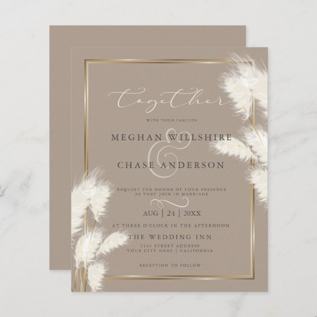 Budget Custom Abby1 Elegant Ivory Pampas Grass (Front/Back)