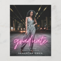 Budget Customisable Pink Neon Graduation Photo