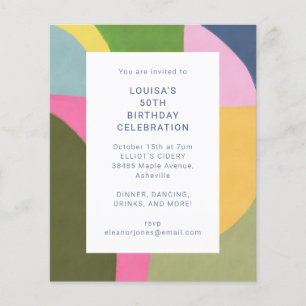 Budget Cute Abstract Art Modern Birthday Invite