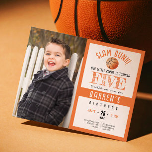 Budget Cute Basketball Photo Birthday Invite