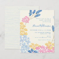 Budget Cute Blue Yellow Flowers Baby Shower Invite